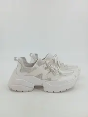 Vorschaubild 2 von Damen Sneaker low 37 Weiß Strass Freizeit Modisch Schnürung