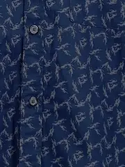 Vorschaubild 5 von Kurzarmhemd Herren XL Blau Grafisch Regular Fit Baumwolle