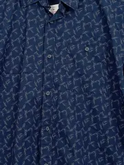 Vorschaubild 4 von Kurzarmhemd Herren XL Blau Grafisch Regular Fit Baumwolle