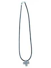 Vorschaubild 1 von Damen Halskette Leder Kreuz Anhänger Schwarz Strass Alltag