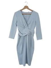 Vorschaubild 1 von Businesskleid Damen 40 Blau Elegant Raffungen 3/4 Arm Viskose