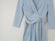 Vorschaubild 2 von Businesskleid Damen 40 Blau Elegant Raffungen 3/4 Arm Viskose