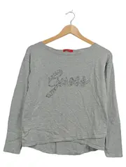 Vorschaubild 1 von Damen Pullover Grau Gr. S Casual Strass Schriftzug