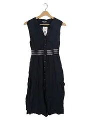 Vorschaubild 1 von Damen Sommerkleid Schwarz Knopfleiste Gr. XS 34 Viskose