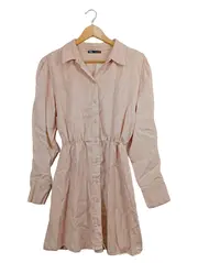 Vorschaubild 1 von Damen Blusenkleid Rosa Gr. 36/S Casual Polyester Hemdblusenkleid