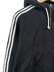 Vorschaubild 5 von Kapuzenpullover Damen Gr. 38 M Schwarz Hoodie Half-Zip Logo Streifen