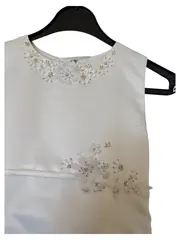 Vorschaubild 10 von Kommunionkleid Mädchen Festkleid Weiß Gr. 134 Perlen