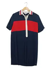 Vorschaubild 1 von Damen Blusenkleid Poloshirt Kleid Gr. 38 Navy Rot Weiß