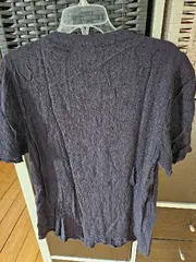 Vorschaubild 2 von Damen Bluse Kurzarm Knopfleiste Gr. L Blau Viskose