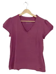 Vorschaubild 1 von Damen T-Shirt V-Ausschnitt Kurzarm Lila Gr. 42/XL Casual