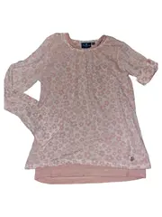 Vorschaubild 5 von Mädchen Langarmshirt Gr. 128/134 Rosa Blumenmuster Baumwolle