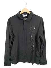 Vorschaubild 1 von Herren Langarm Poloshirt Schwarz Logo-Print Gr. M