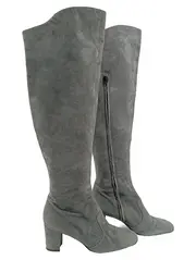 Vorschaubild 1 von Damen Overknee Stiefel Gr. 39 Grau Wildleder Elegant