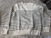 Vorschaubild 3 von Damen Pullover Gr. 38 M Weiß Gestreift Maritim Baumwoll-Mix