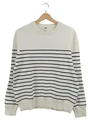 Vorschaubild 2 von Damen Pullover Gr. 38 M Weiß Gestreift Maritim Baumwoll-Mix