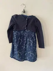 Vorschaubild 3 von Mädchen Kleid Gr. 110 Blau Blumenmuster Langarm Baumwolle