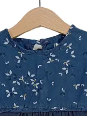 Vorschaubild 2 von Mädchen Kleid Gr. 110 Blau Blumenmuster Langarm Baumwolle
