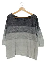 Vorschaubild 2 von Damen Pullover Gr. L Ombre Farbverlauf Grau 3/4-Arm Casual
