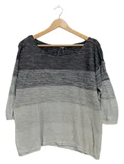 Vorschaubild 1 von Damen Pullover Gr. L Ombre Farbverlauf Grau 3/4-Arm Casual