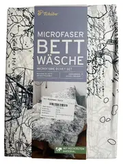 Vorschaubild 1 von Mikrofaser Bettwäsche 155x220 cm Weiß Abstrakt Schrift Modern