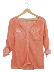 Vorschaubild 1 von Damen Hemdbluse Gr. 38 Orange Viskose Pailletten Casual