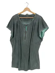 Vorschaubild 1 von Damen T-Shirt Gr. XS Grün Reißverschluss Baumwolle Casual