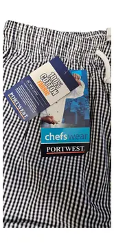 Vorschaubild 3 von Portwest Chefswear Kochshose Herren M Kariert Blau Weiß 100% Baumwolle
