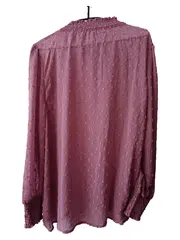 Vorschaubild 2 von Damen Bluse Rosa Gr. 46;3XL Langarm Rüschen Punkte Polyester