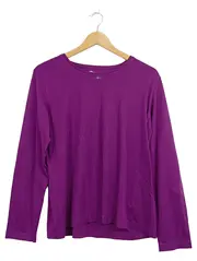 Vorschaubild 1 von Damen Langarmshirt Gr. 44 Lila Baumwolle Strass Basic