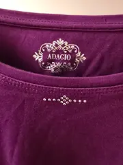 Vorschaubild 2 von Damen Langarmshirt Gr. 44 Lila Baumwolle Strass Basic