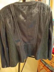 Vorschaubild 5 von Damen Lederjacke Gr. 44 Schwarz Polyester Freizeit Übergangsjacke