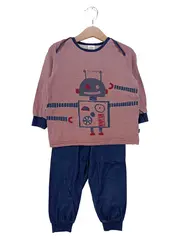 Vorschaubild 1 von Kinder Schlafanzug Gr. 98 Mehrfarbig Gestreift Roboter Baumwolle