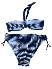 Vorschaubild 2 von Bikini Damen Gr. M Blau Gestreift Maritim Zweiteiler Sommer