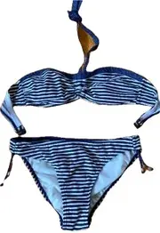 Vorschaubild 1 von Bikini Damen Gr. M Blau Gestreift Maritim Zweiteiler Sommer