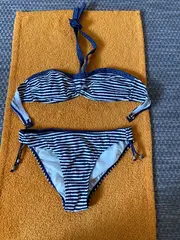 Vorschaubild 3 von Bikini Damen Gr. M Blau Gestreift Maritim Zweiteiler Sommer