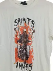 Vorschaubild 4 von Herren T-Shirt Streetwear Weiß S Saints or Sinners Skelett-Print