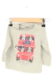 Vorschaubild 1 von Kinder Pullover Gr. 74 Grau Bus Hunde Motiv Casual Langarm