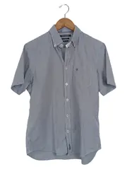 Vorschaubild 1 von Herren Kurzarm Hemd Blau Kariert Gr. 48/M Baumwolle Freizeit