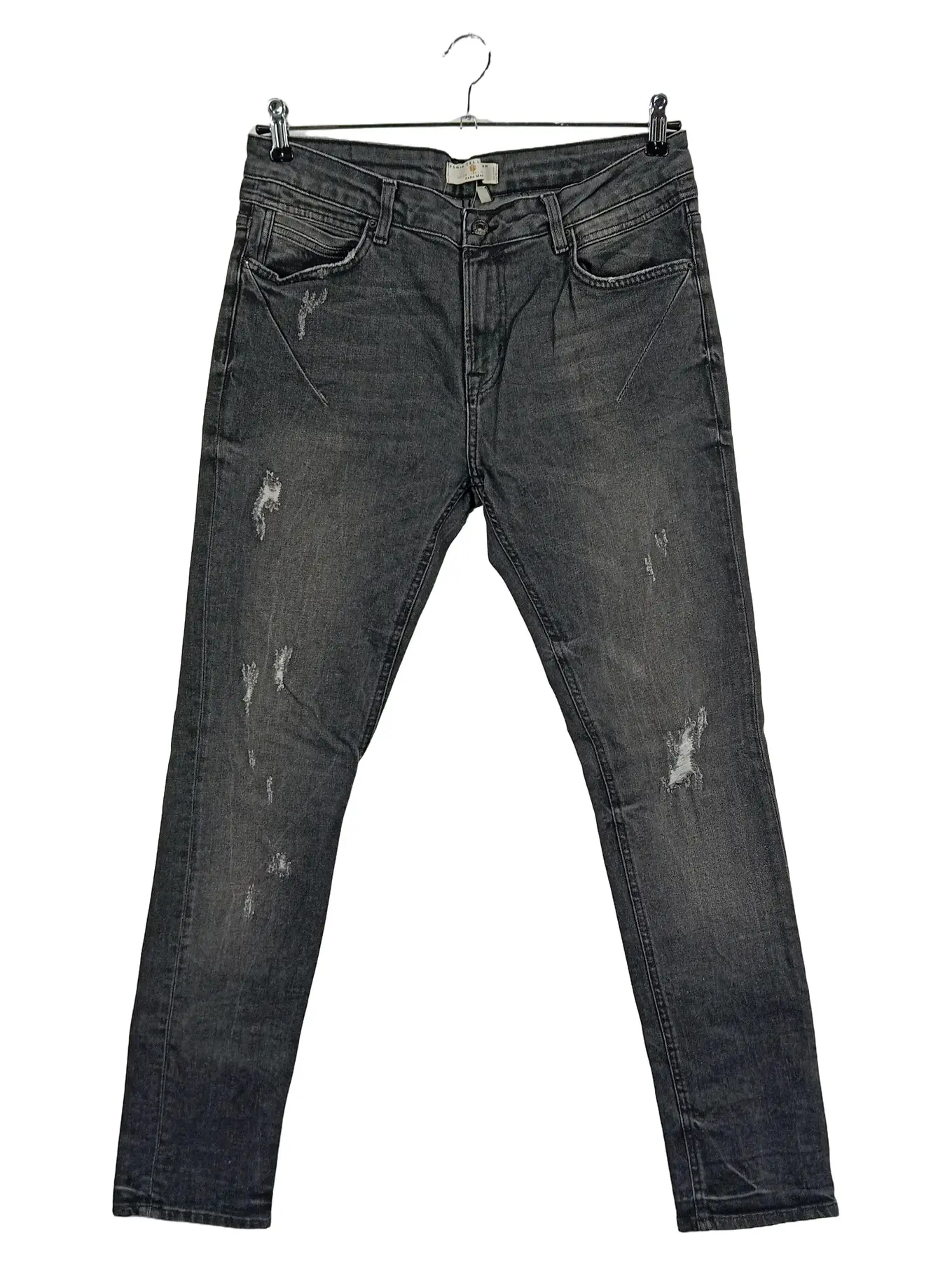 ZARA Herren Destroyed Jeans W34 Grau Casual Baumwolle Elasthan Used Look