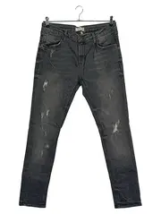 Vorschaubild 1 von Herren Destroyed Jeans W34 Grau Casual Baumwolle Elasthan Used Look