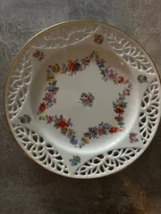 Vorschaubild 5 von Platzteller Porzellan Blumenmuster Goldrand Klassisch Weiß Teller