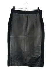 Vorschaubild 1 von Damen Lederrock Schwarz Business Gr. 36/S Bleistiftrock