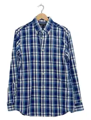 Vorschaubild 1 von Herren Hemd Kariert Blau Weiß Slim Fit Gr. M