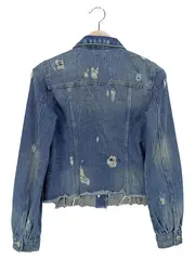 Vorschaubild 2 von Damen Jeansjacke Blau Gr. 34/XS Vintage Cropped Distressed
