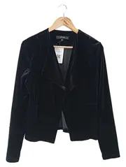 Vorschaubild 1 von Damen Strickjacke Schwarz Samt Gr. 36/S Elegant