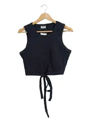 Vorschaubild 1 von Damen Crop Top mit Schnürung Schwarz Gr. 40/L Rippstrick Modisch