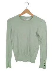 Vorschaubild 1 von Damen Pullover Langarm Gr. S Mintgrün Basic Feinstrick Zierknöpfe