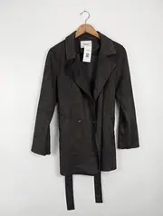Vorschaubild 2 von Damen Übergangsmantel Gr. 38/M Schwarz Casual Wickelmantel