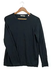 Vorschaubild 1 von Herren Pullover Langarm Gr. L Dunkelgrün Meliert Baumwolle