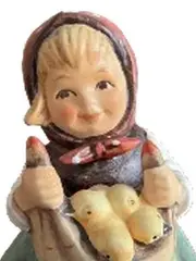 Vorschaubild 2 von Hummel Figur Mädchen mit Korb Küken 385 Keramik 8cm Mehrfarbig